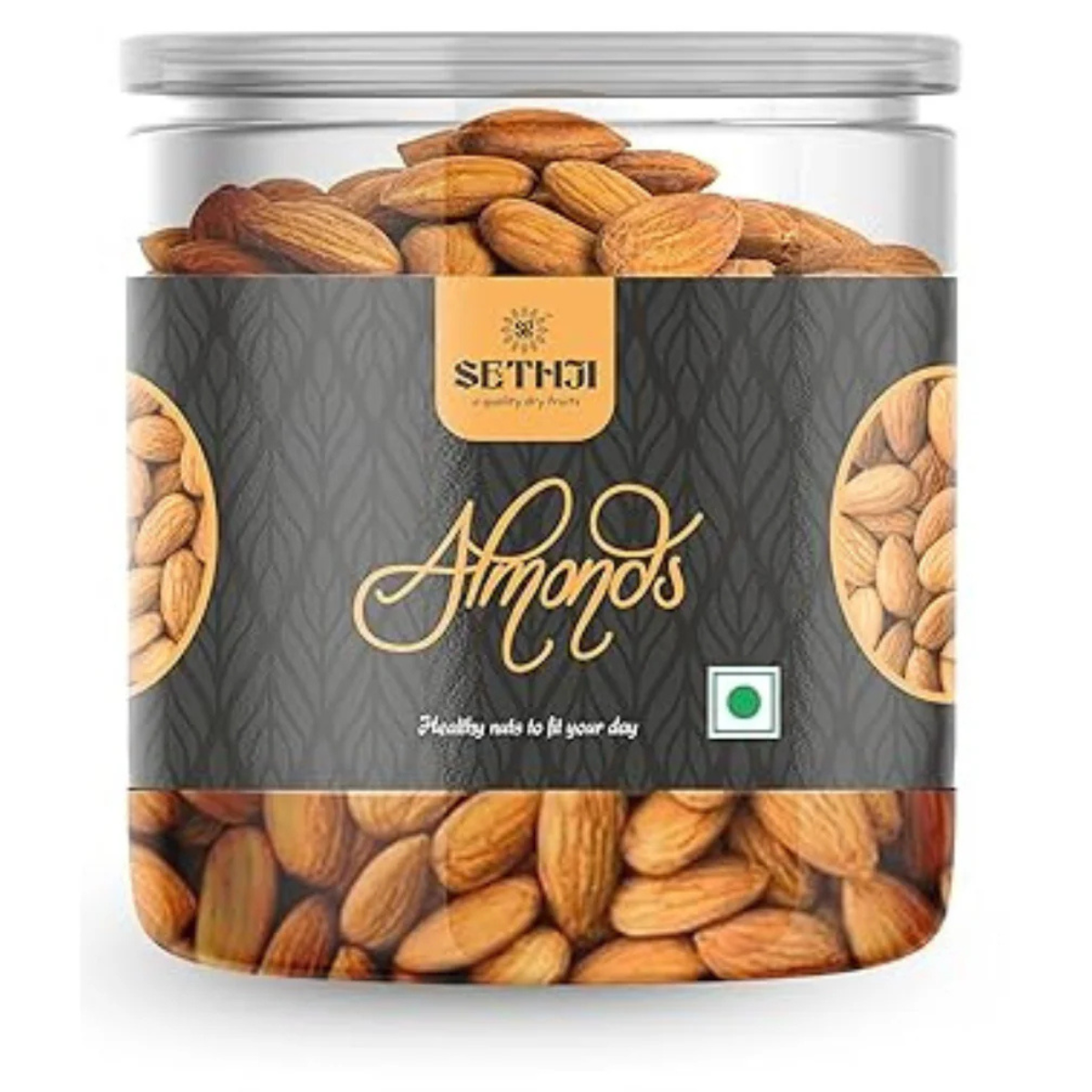 SETHJI 100% Natural Premium California Almonds 250g Jar Pack