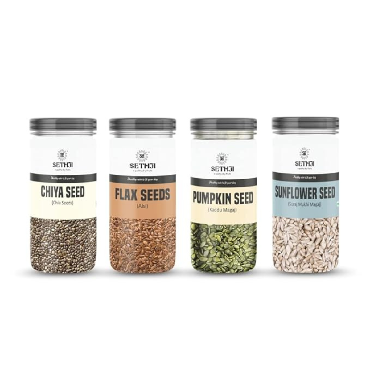 SETHJI Dry Fruits Seeds Combo of 4 Raw Seeds - Chia, Flax, Pumpkin, Sunflower