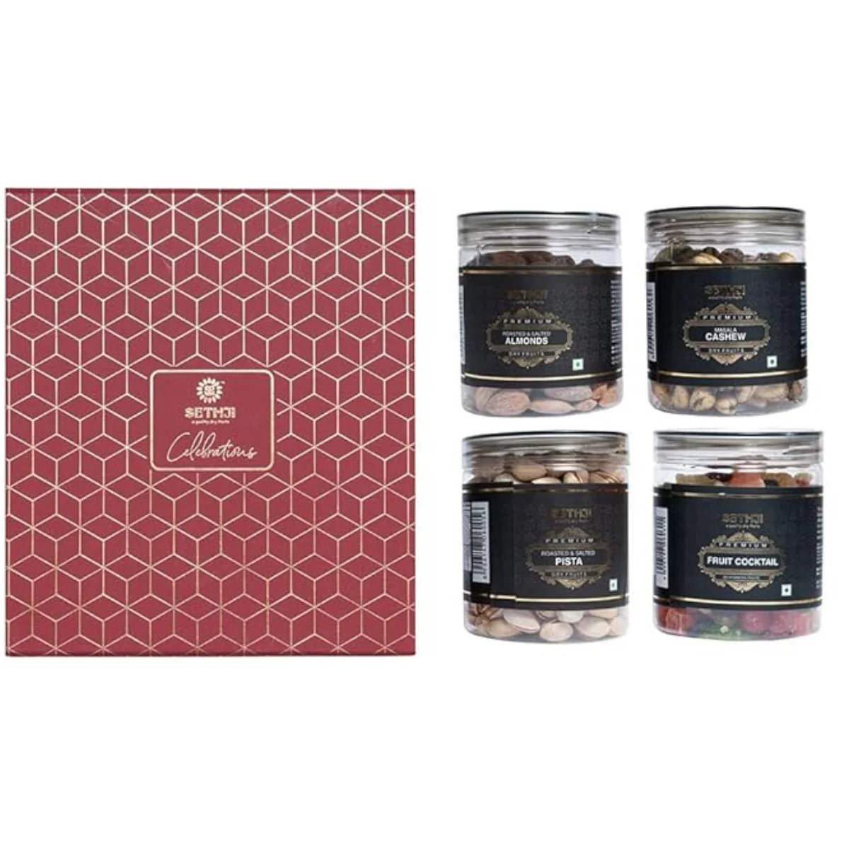 SETHJI Premium Roasted Dry Fruits Celebration Gift Box, 1kg