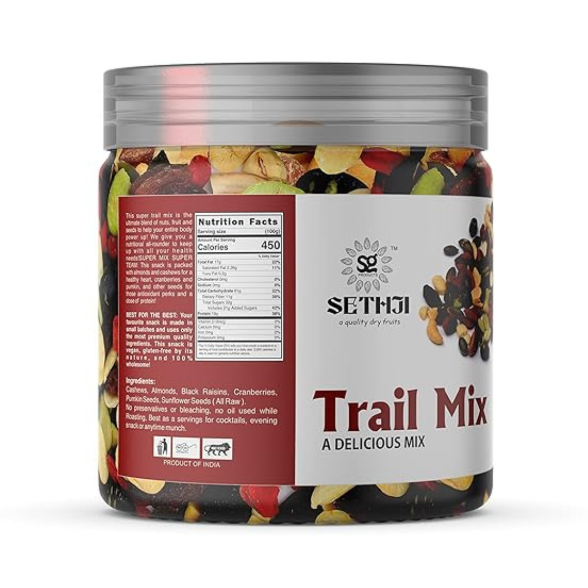 Sethji Trail Mix Dry Fruits 250g Jar