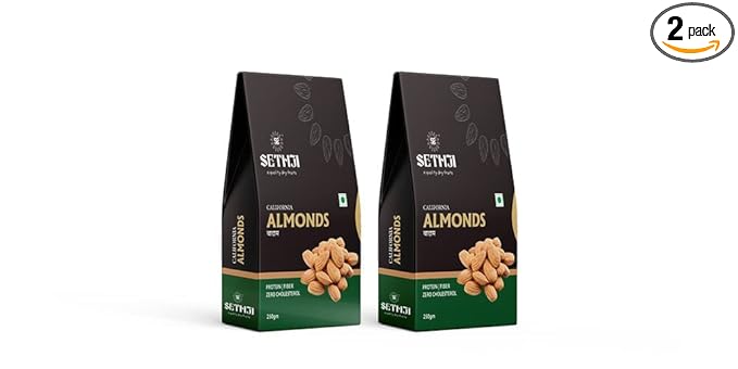 SETHJI 100% Natural Premium California ID Almonds 250g Value Box Pack