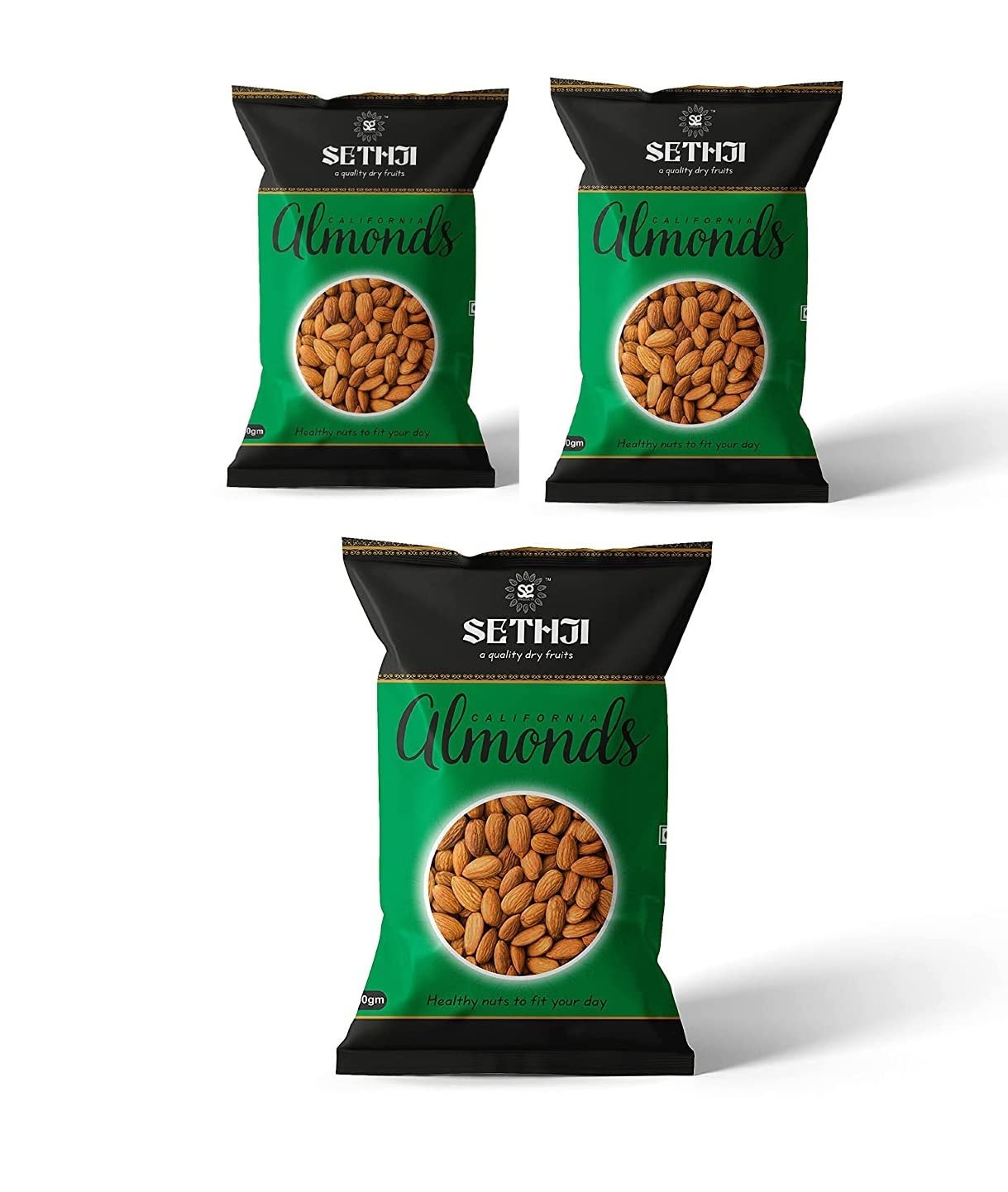 SETHJI 100% Natural Premium California Fresh Almonds 1Kg Value Pack Pouch