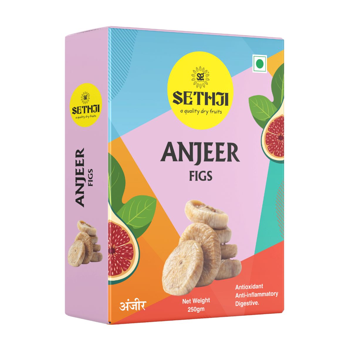 Sethji Figs, Dried Figs, Anjeer, 250 Gm Jar Pack