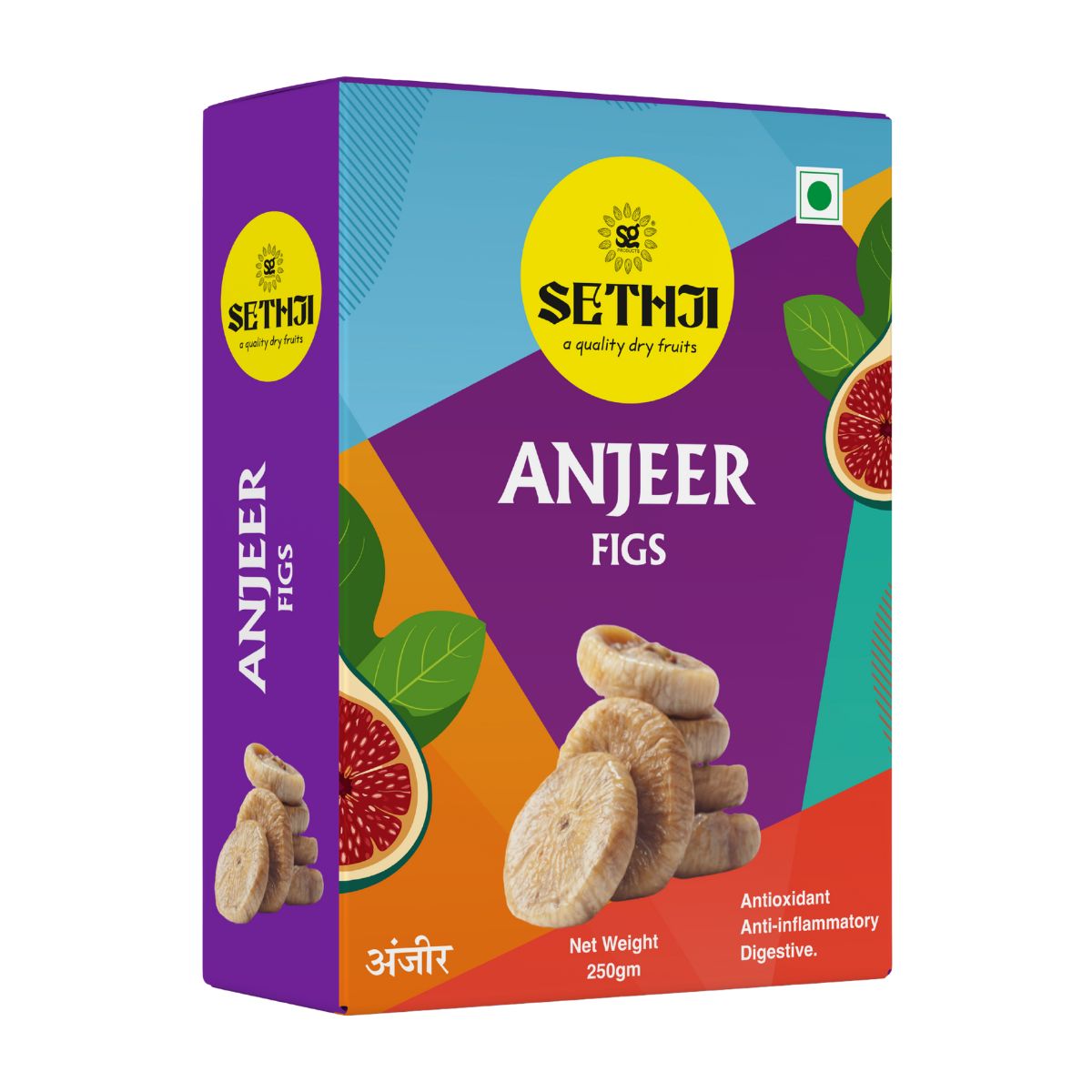 Sethji Figs, Dried Figs, Anjeer, 250 Gm Jar Pack