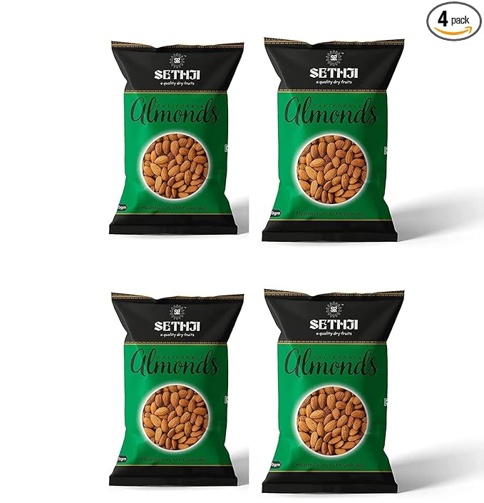 SETHJI 100% Natural Premium California Fresh Almonds 1Kg Value Pack Pouch