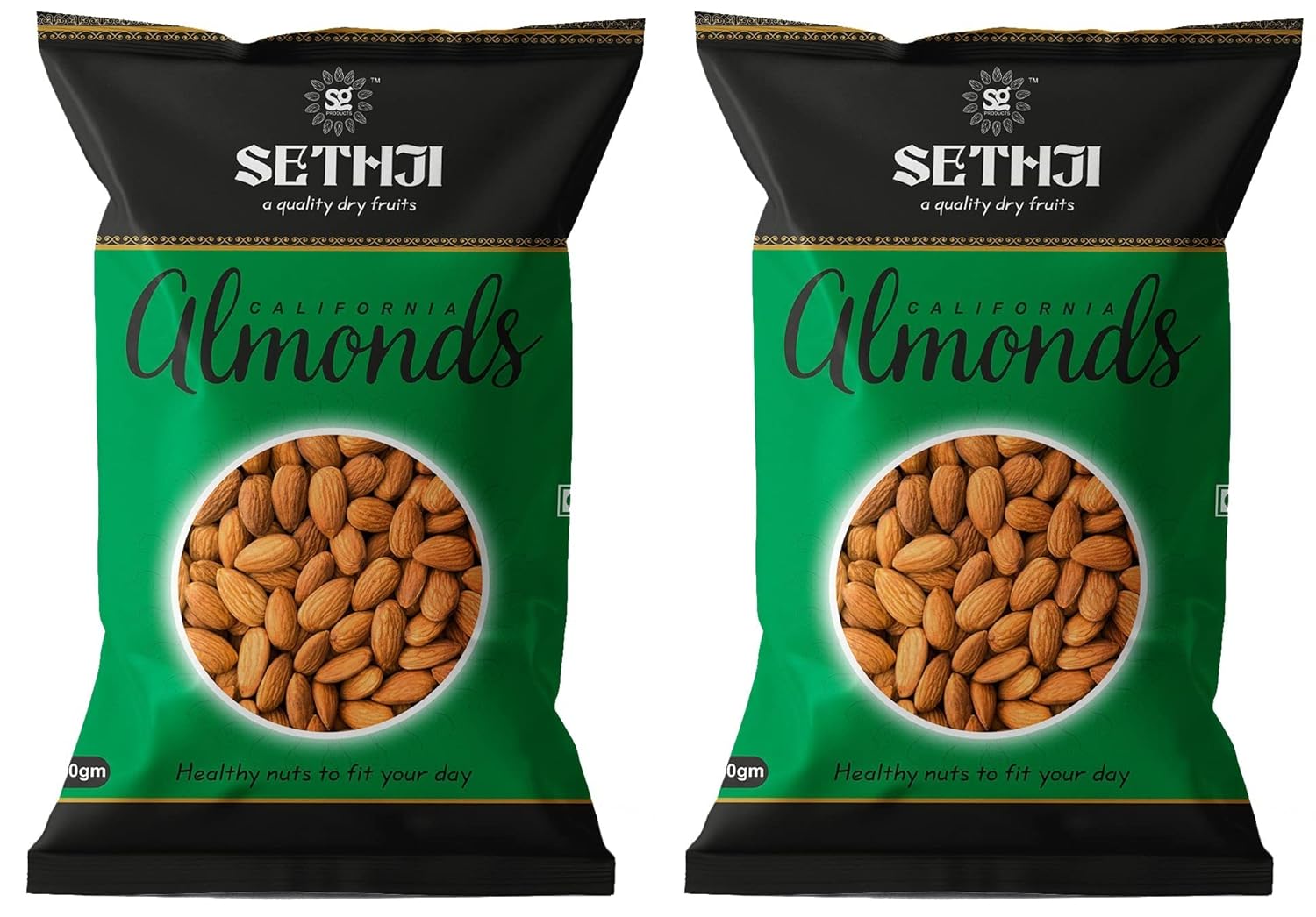 SETHJI 100% Natural Premium California Fresh Almonds 1Kg Value Pack Pouch